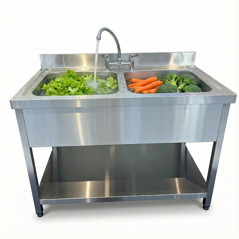 Commercial Kitchen Zones - Tavolo con lavello in acciaio inox