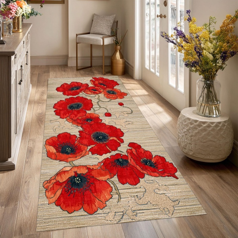 Commercial Kitchen Background - Tappeto Runner in Feltro Floreale con