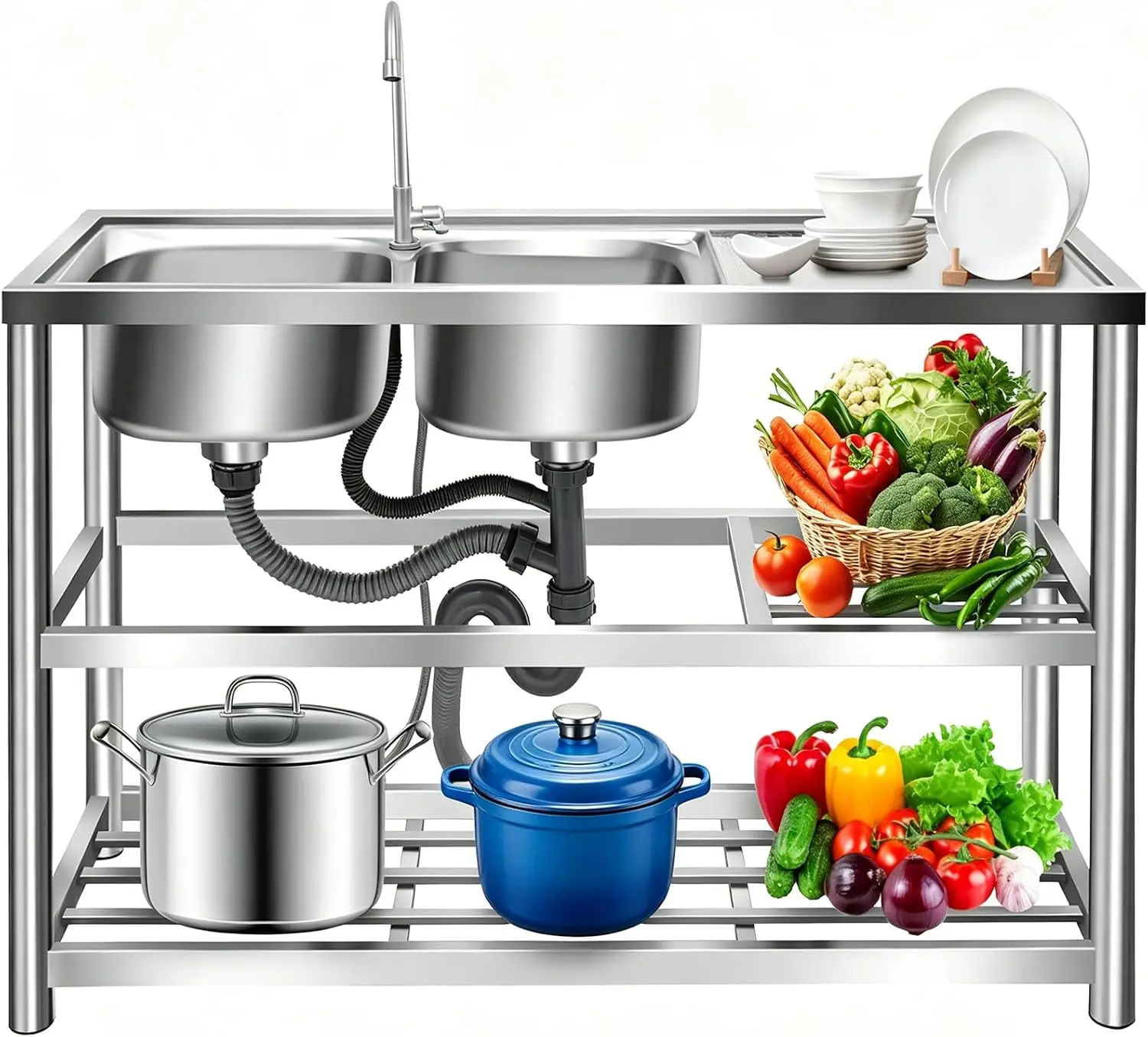 Commercial Kitchen Worktops - Lavello da Cucina Autoportante, Lavello a