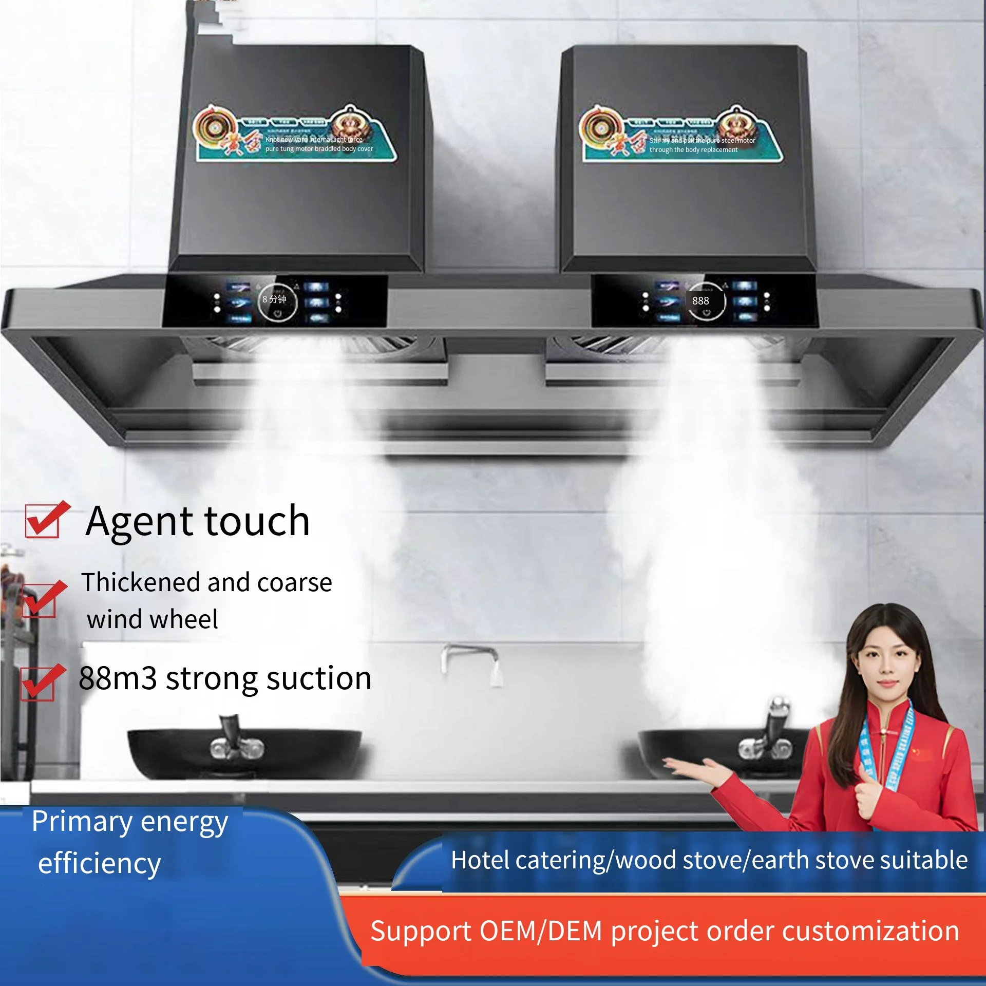 Commercial Kitchen Hood Design - -Per cappa da cucina OEM 2000W